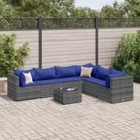 Set Divani da Giardino 7 pz con Cuscini in Polyrattan Grigio 3308151