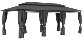 Gazebo Con Tende 600x298x270 Cm Antracite /