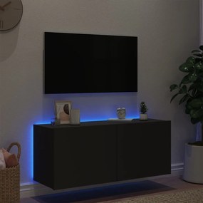 Mobile TV a Parete con Luci LED Nero 100x35x41 cm