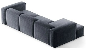 Divano angolare blu polveroso (con penisola a sinistra/con chaise lounge) con rivestimento in velluto a coste Bergamo – Cosmopolitan Design