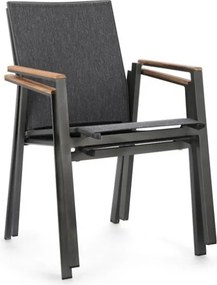 Sedia Da Esterno In Alluminio E Textilene Con Braccioli Cameron Antracite Bizzotto