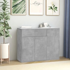 Credenza Grigio Cemento 88x30x70 Cm İn Legno Multistrato /