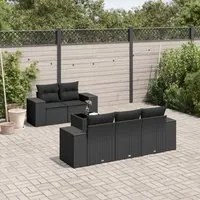 Set Divano da Giardino 6 pz con Cuscini Nero in Polyrattancod mxl 113788