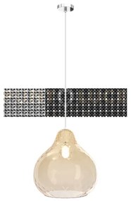 Sospensione cromo 1 luce vetro grande ambra 1191cr-sg-am