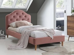 Letto Chloe imbottito in velluto rosa - 90 x 200 cm