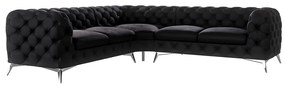 Divano angolare nero con rivestimento in velluto Chelsea – Ropez