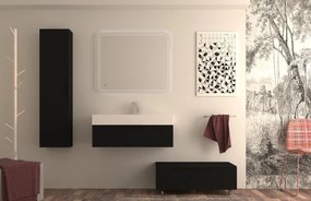 Mobile da bagno sospeso sotto lavabo L 90 x H 25 x P 44 cm nero laccato opaco, 1 cassetto BADEN HAUS Modula