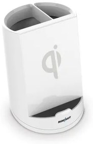 Caricabatterie senza fili con Supporto per Cellulari MiniBatt Power Cup Portapenne Bianco