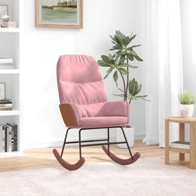 Sedia A Dondolo Rosa İn Velluto /