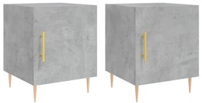 Comodini 2 pz grigio cemento 40x40x50 cm in legno multistrato