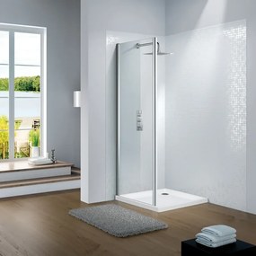 Lato fisso Slimline 75 cm, H 195 cm in vetro, spessore 6 mm trasparente silver