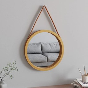 Specchio Da Parete Con Cinghia Dorato Ø 45 Cm /