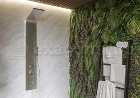 Pannello doccia 150 cm termostatico idromassaggio con soffione effetto cascata doccetta e flessibile 150 cm cromo Onda