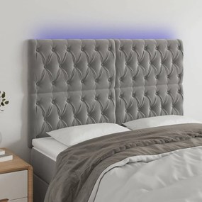 Testiera A Led Grigio Chiaro 160x7x118/128 Cm İn Velluto /