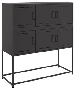 Credenza nera 100,5x39x107 cm in acciaio laminato a freddo