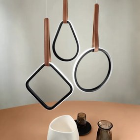 Lampada a sospensione 49 cm Led REGOLI in metallo con 3 elementi in ecopelle MIX