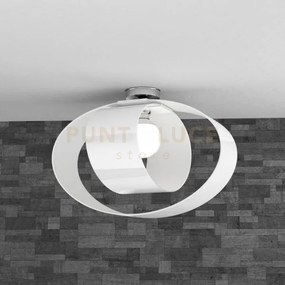 Lap plafoniera d.52 cm 1 luce attacco e27 bianco in vetro