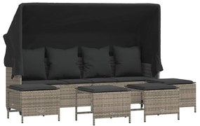 Set divano da giardino 5 pz con cuscini grigio in polyrattan