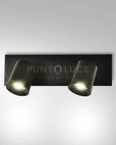 Modo spot nero 2 luci alluminio spazzolato orientabile attacco gu...