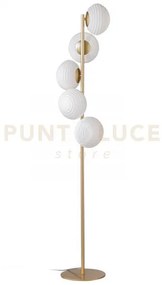 Piantana ripple oro 5 luci attacco e27 32,5x32,5x160 cm in vetro so...