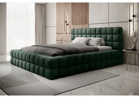 Letto matrimoniale imbottito verde scuro con contenitore e rete inclusi 160x200 cm Dizzle – ELTAP