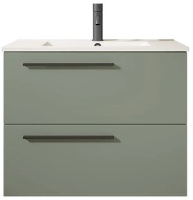 Mobile da bagno sotto lavabo Mia verde muschio laccato opaco L 70 x H 55 x P 45 cm 2 cassetti, lavabo non incluso