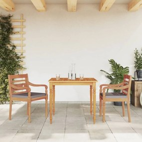 Set Pranzo Giardino 3pz Con Cuscini Grigio Scuro Massello Teak /
