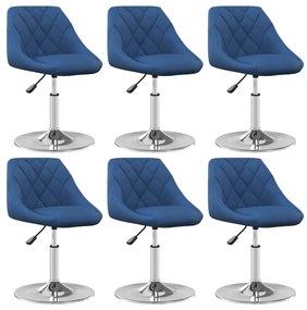 Sedie Da Pranzo Girevoli 6 Pz Blu İn Velluto /