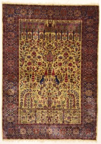Kashan Tappeto 180x130 (Iran) Annodato A Mano