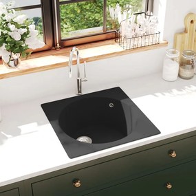 Lavello Da Cucina Con Foro Troppopieno Nero İn Granito /