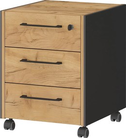 Armadietto color antracite/di colore naturale con effetto rovere su ruote 42x54x49 cm Podium – Germania