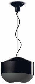 Sospensione Grande Vintage Decò Bellota Ceramica Nero Carbone 1 Luce E27