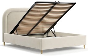Letto matrimoniale imbottito crema con spazio contenitivo e rete 180x200 cm Mija - Maison de Rêve