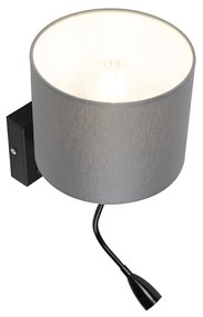 Applique moderna nera con paralume grigio - Brescia