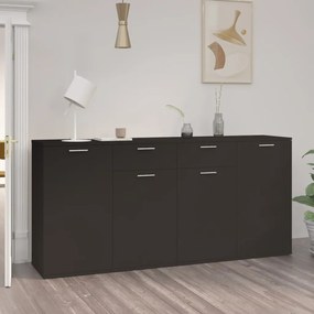 Credenza nera 160x36x75 cm in legno multistrato