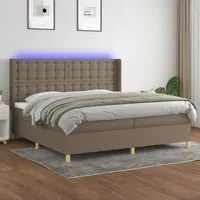 Letto a Molle Materasso e LED tortora 200x200cm in Tessuto 3139225