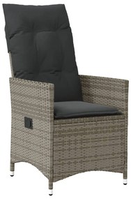 Sedie da giardino reclinabili 2 pz e cuscini grigio polyrattan