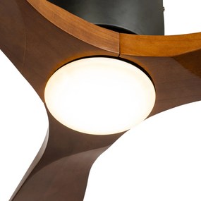 Ventilatore da soffitto nero con legno 131,5 cm con LED dimmerabile con telecomando - Jerri