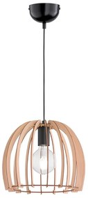 Lampada a sospensione beige in legno e metallo Ciondolo in legno, altezza 150 cm - Trio