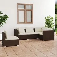 Set Divani da Giardino con Cuscini 5 pz in Polyrattan Marrone cod mxl 35399