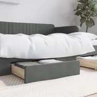 Cassetti da Letto 2pz Grigio Scuro in Truciolato e Tessuto 833927