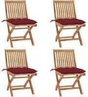 Sedie da Giardino Pieghevoli con Cuscini 4 pz Massello di Teak cod mxl 75230