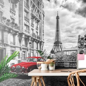 Carta da parati – Auto retrò rossa a Parigi