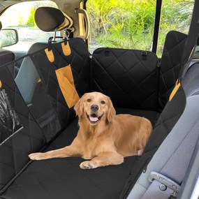 Costway Coprisedile auto per cani impermeabile e antigraffio, Copertura sedile antiscivolo per cani con finestre in rete Nero