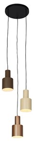 Lampada a sospensione bronzo con beige e taupe 3 luci - Ans