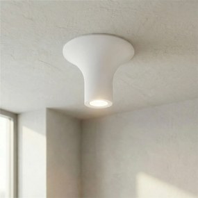 Plafoniera LED Ø167x130mm GU10 in Gesso Pitturabile Rotonda