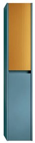 Colonna per mobile bagno Niwa 2 ante P 27 x L 30 x H 160 cm laccato opaco blu pacifico con vetro senape cannettato