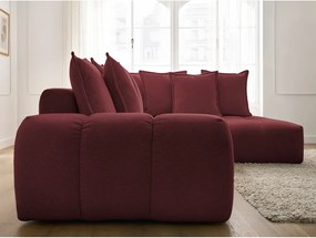 Divano angolare burgundy allungabile e con contenitore (penisola a destra/a L) con rivestimento in ciniglia Everest – Bobochic Paris