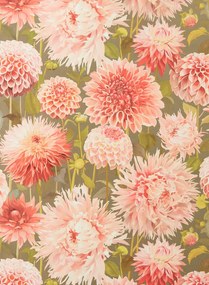 Harlequin Carta da parati Dahlia - Coral/ Fig Leaf/ Gilver