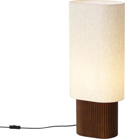 Lampada da terra Japandi in legno di noce con paralume in tessuto 70cm - Lamel